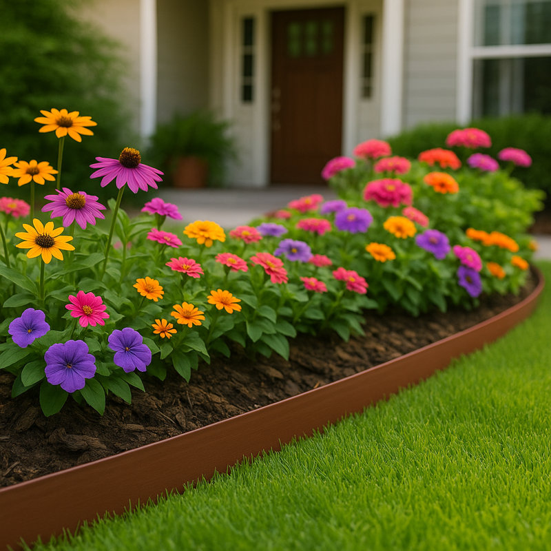 Harbour Housewares Flexible Lawn Edging 4cm Plastic with Pegs for Garden Pathway & Flower Bed Borders, Brown