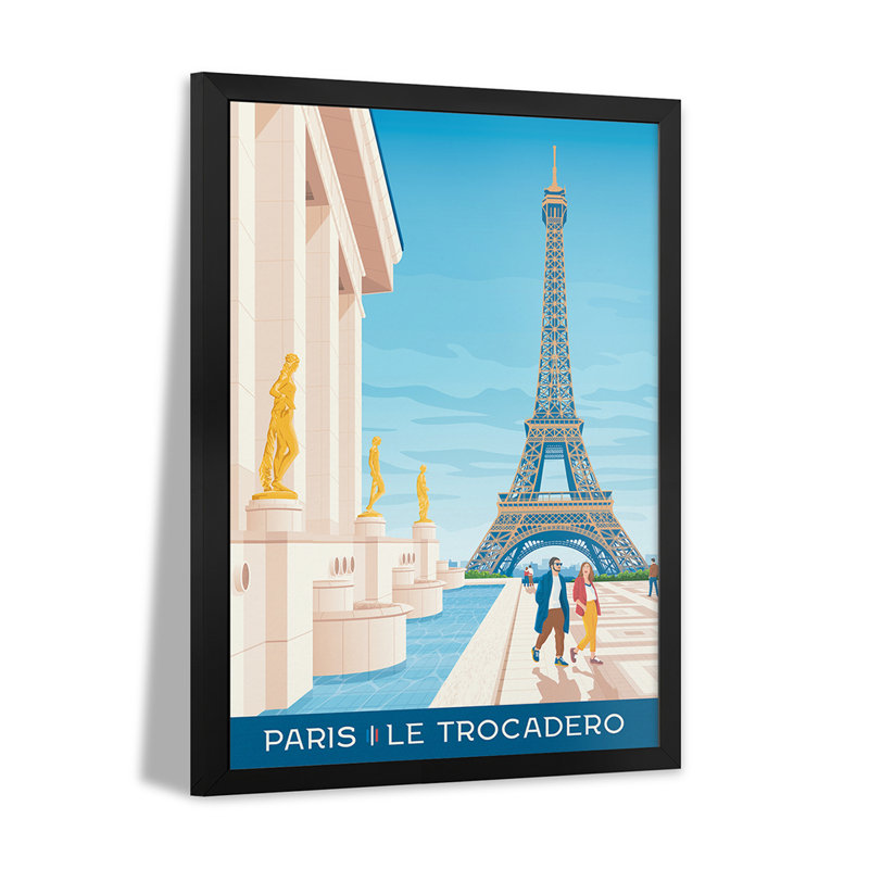 Affiche de voyage Paris Place Du Trocadero, H 24 po x l 16 po
