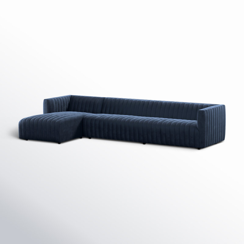 Augustine Chaise Sectional, Left Hand Facing, Orly Natural Velvet, 26" H X 126" W X 64" D