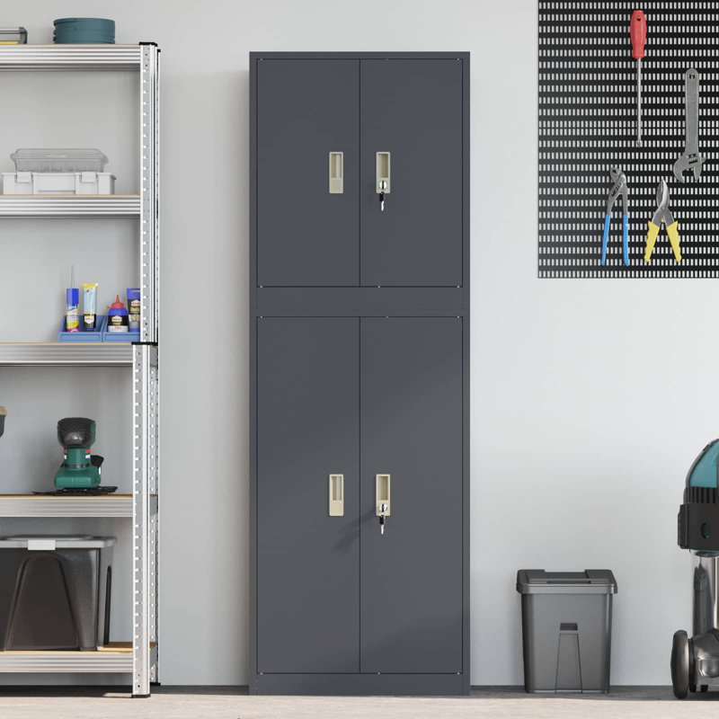 Storage Cabinet Steel Lockable, Black