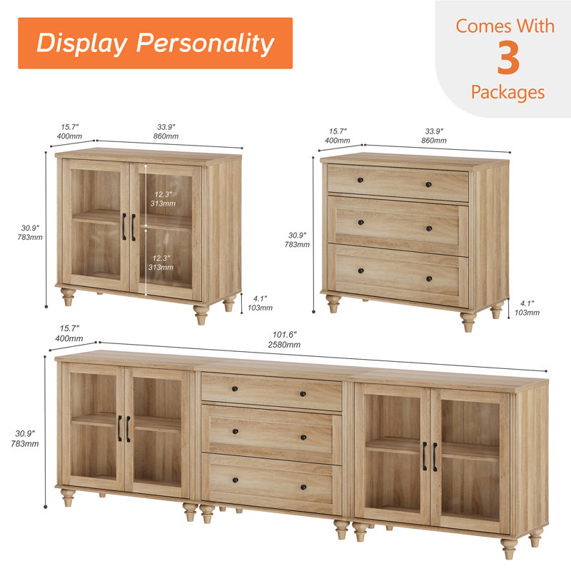Scarlett 101.6" W Sideboard, Oak