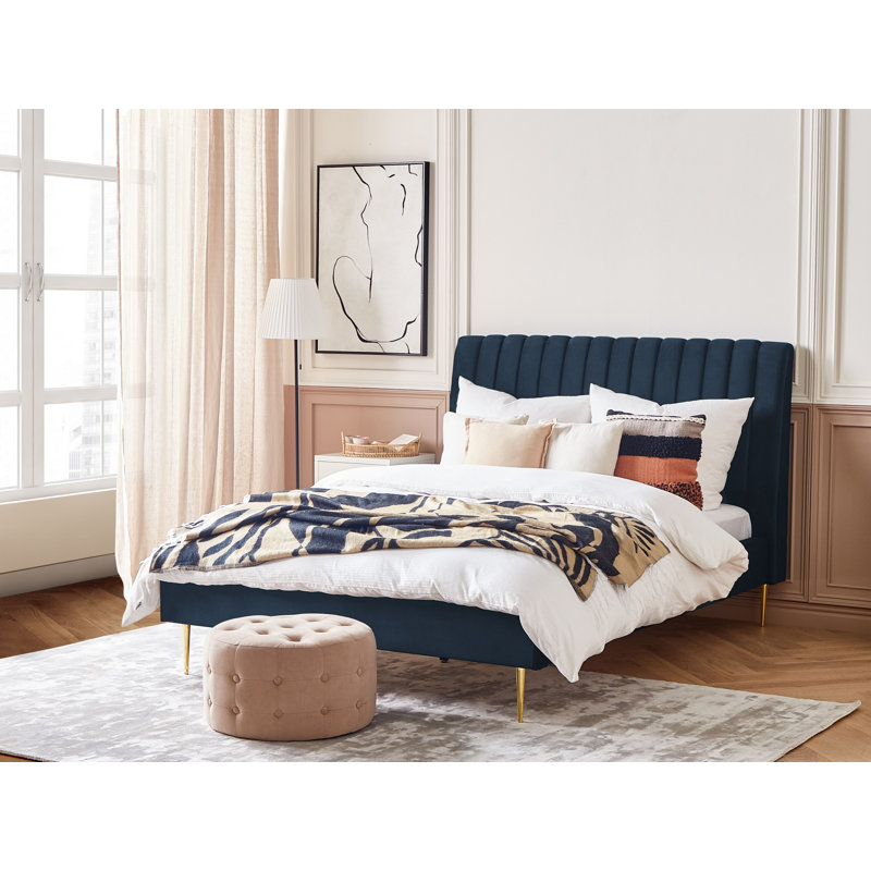 Caroline Upholstered Bed, Blue, Double (4'6)