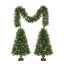 Ensemble de 3 décorations de Noël artificielles Everlight préilluminées avec guirlande et sapins d'entrée