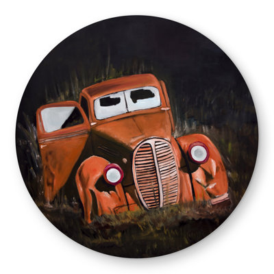 Humpy Old Car by Night - Round Outdoor Area Rug for Decor