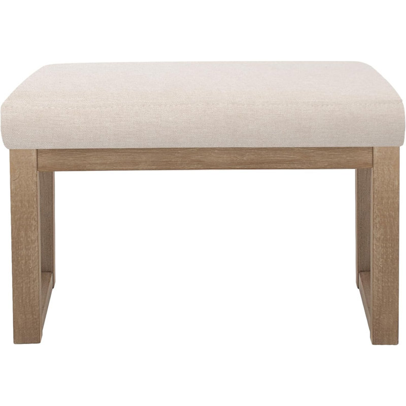 Mikia Velvet Ottoman, Beige Velvet