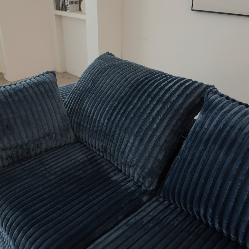 Canapé 118,2 po Cloud, tissu velours côtelé, sièges profonds, conception à deux couches, coussin amovible, sans assemblage, combinaison à faire soi-même pour le salon, la chambre à coucher, la salle de conférence, un appartement, bleu