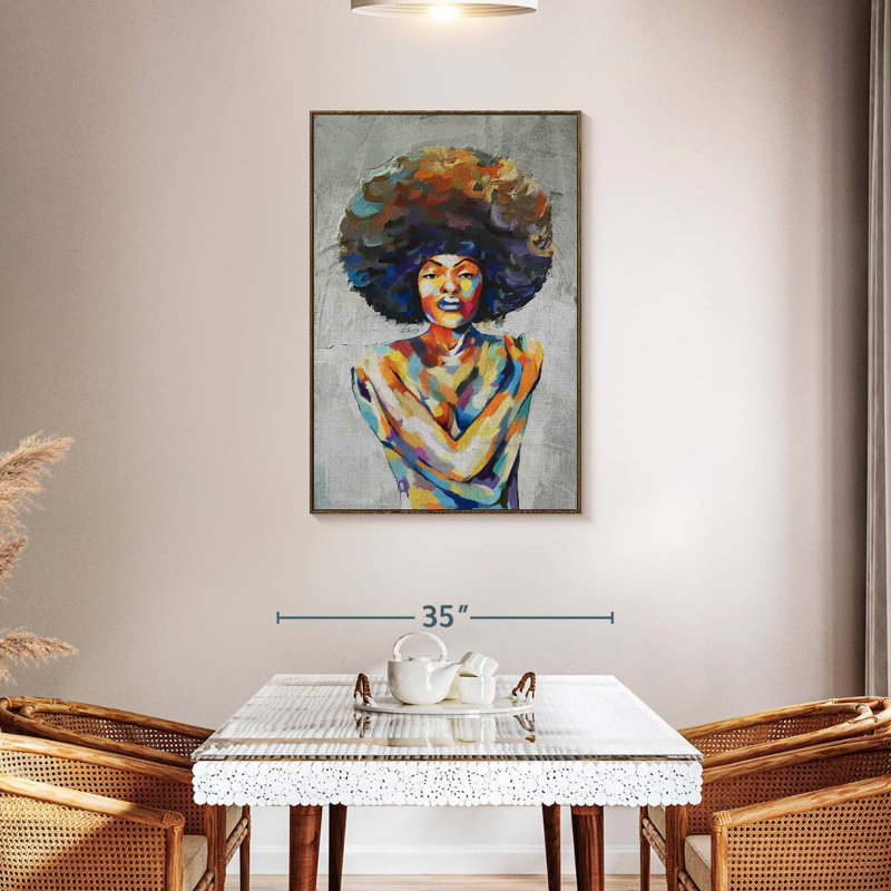 Portrait abstrait, huile, 29" x 43", Floating Frame Walnut