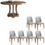 Ensemble de table ronde en bois massif de style nordique-106736919
