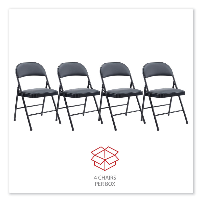 Black Armless Faux Leather Folding Reception Chair Set