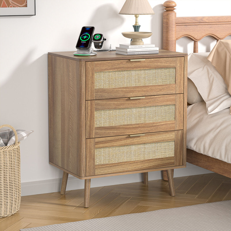 23.2’’ Tall 3-drawer Nightstand, Walnut