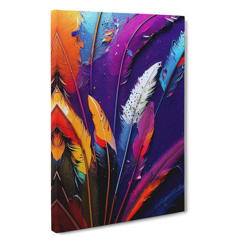 Feathers Painted No.3 - Wrapped Canvas, 60cm H x 40cm W x 3cm D