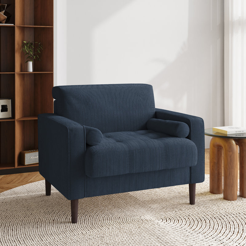 Carmelinda 88.4Cm Wide Tufted Armchair, Navy Blue Corduroy