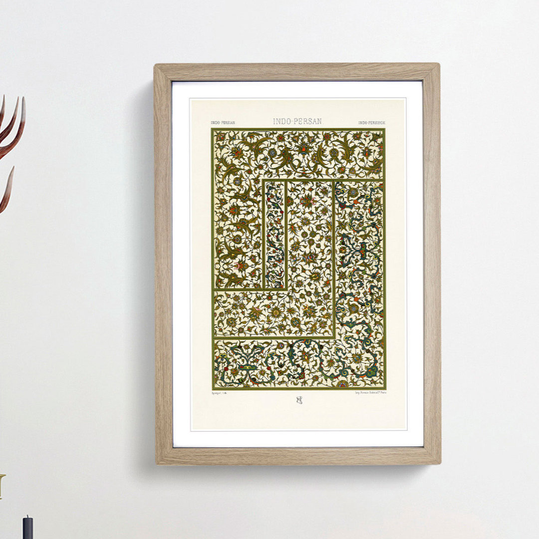 Indo-Persian Pattern with Flowers by Albert Racinet - Picture Frame Painting Print
