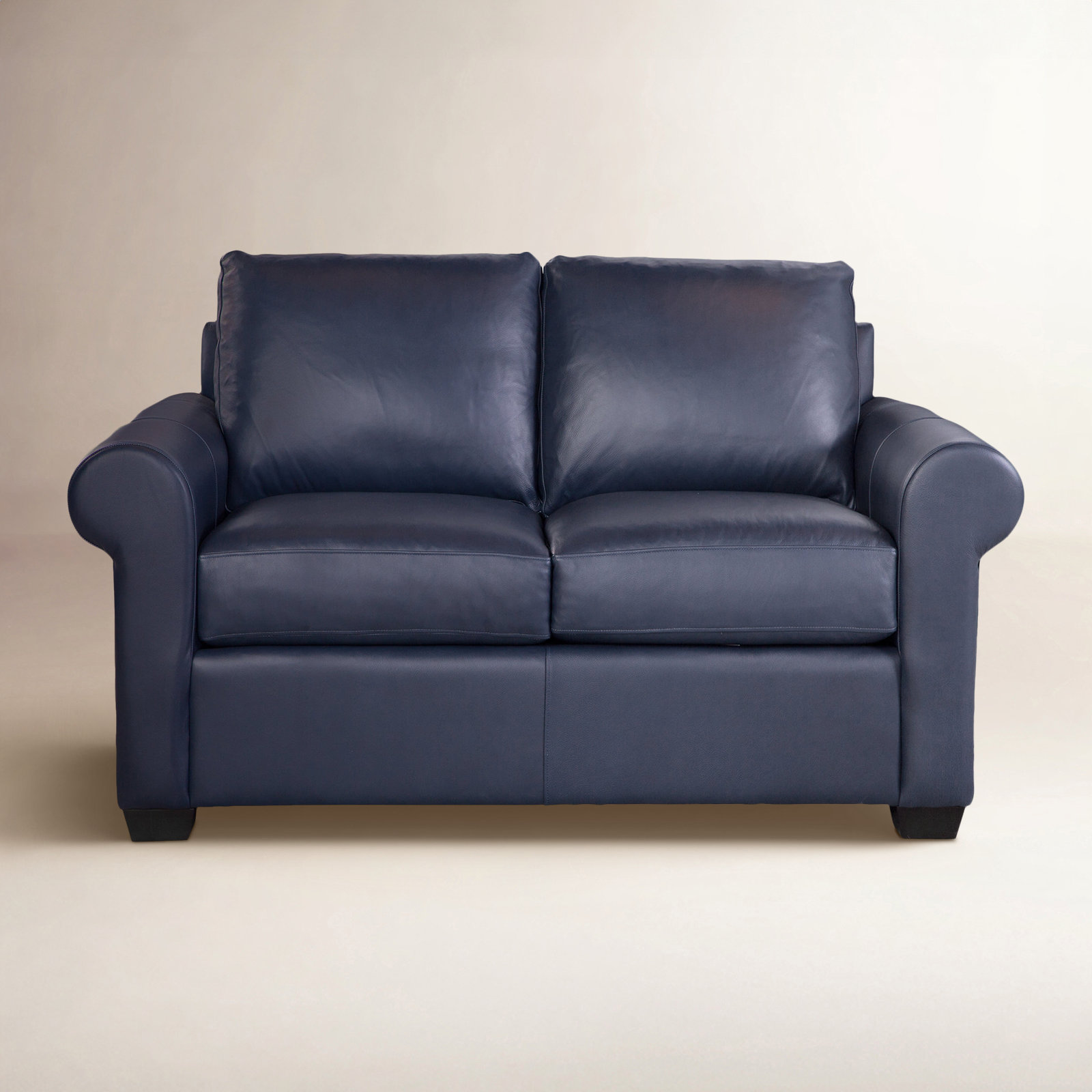 Bedford Leather Loveseat, Luxtan Navy, Java
