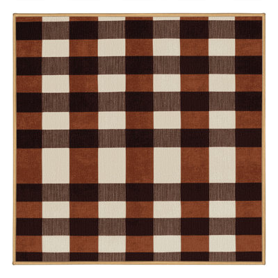 Machine Washable Checkered Brown Area Rug