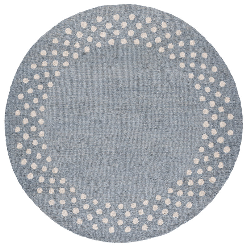 Martha Stewart Hand Tufted Wool; Cotton Polka Dot Indoor / Outdoor Rug, Round 6'