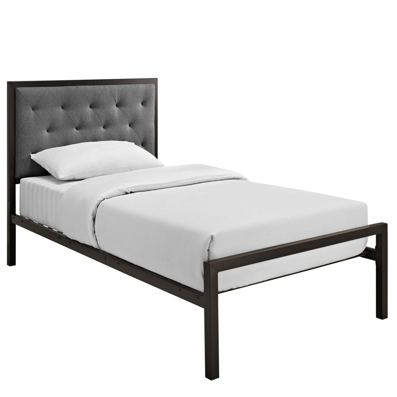 Modway Mia Fabric Bed, Twin, Gray