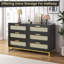Commode 6 tiroirs en rotin, noir