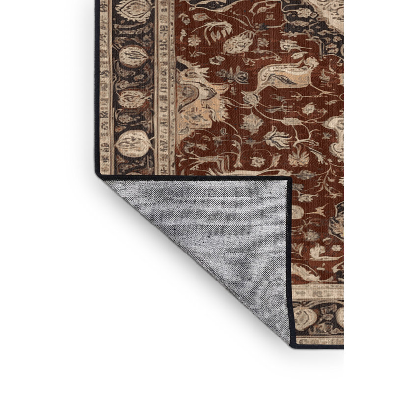 Tapis brun lavable à la machine, Rond 5 pi