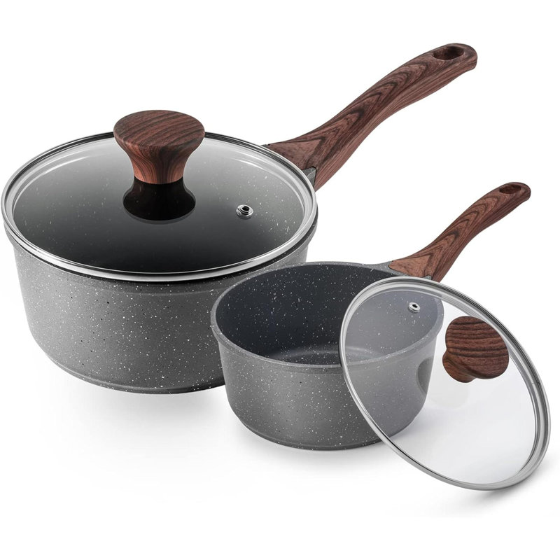 Casserole antiadhésive avec couvercle, ensemble de casseroles avec revêtement en granit suisse, comptoir à induction, sans PFOA ajouté intentionnellement