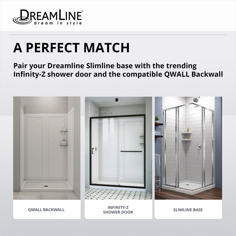  Base de douche DreamLine SlimLine 32 po x l 42 po x H 2 3/4 po, blanc