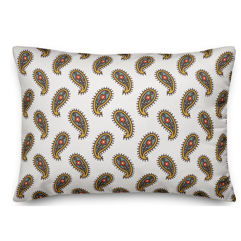 Coussin Paisley, Vert / Jaune / Brun
