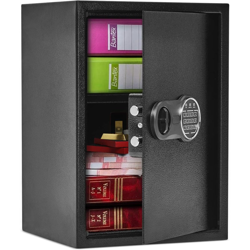 Digital Security Safe Box With Keypad Lock, 19.6" H x 12.2" W x 13.7" D
