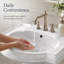 Lavabo de salle de bain piédestal en céramique blanche, lavabo courbé à 3 trous de 4 pouces