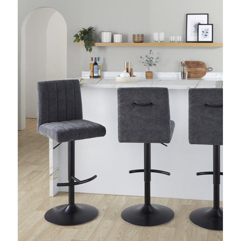 Tabouret de bar réglable avec repose-pieds arrondi Harrison, Noir