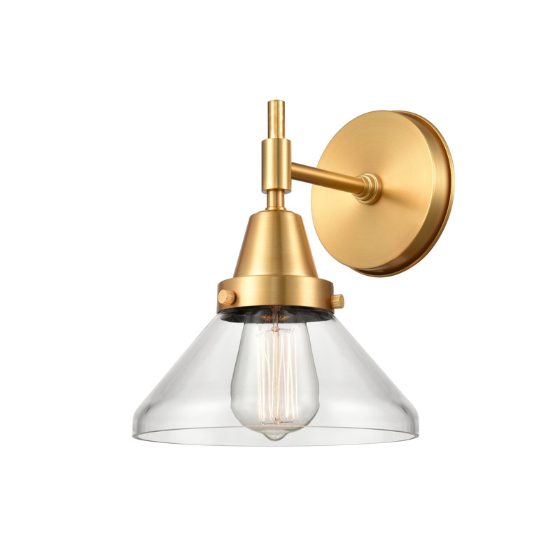 Amede Armed Sconce, Satin Gold, Clear