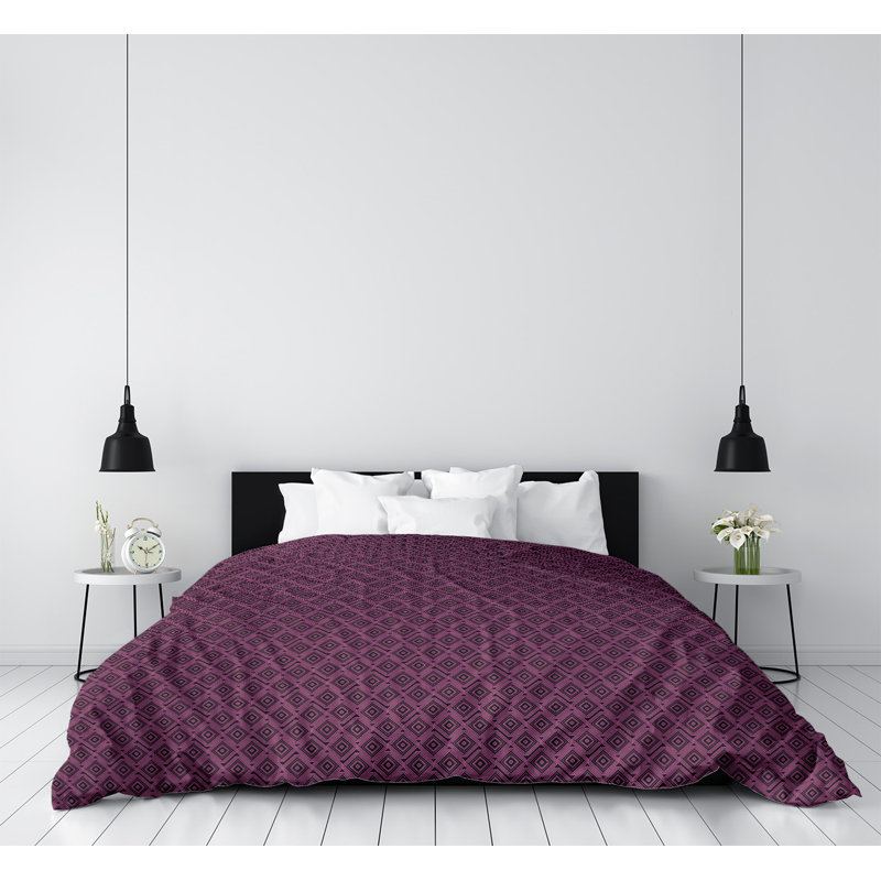 Housse de couette simple Katelyn Elizabeth, Housse de couette pour grand lit, Rouge violet clair, Polyester brossé