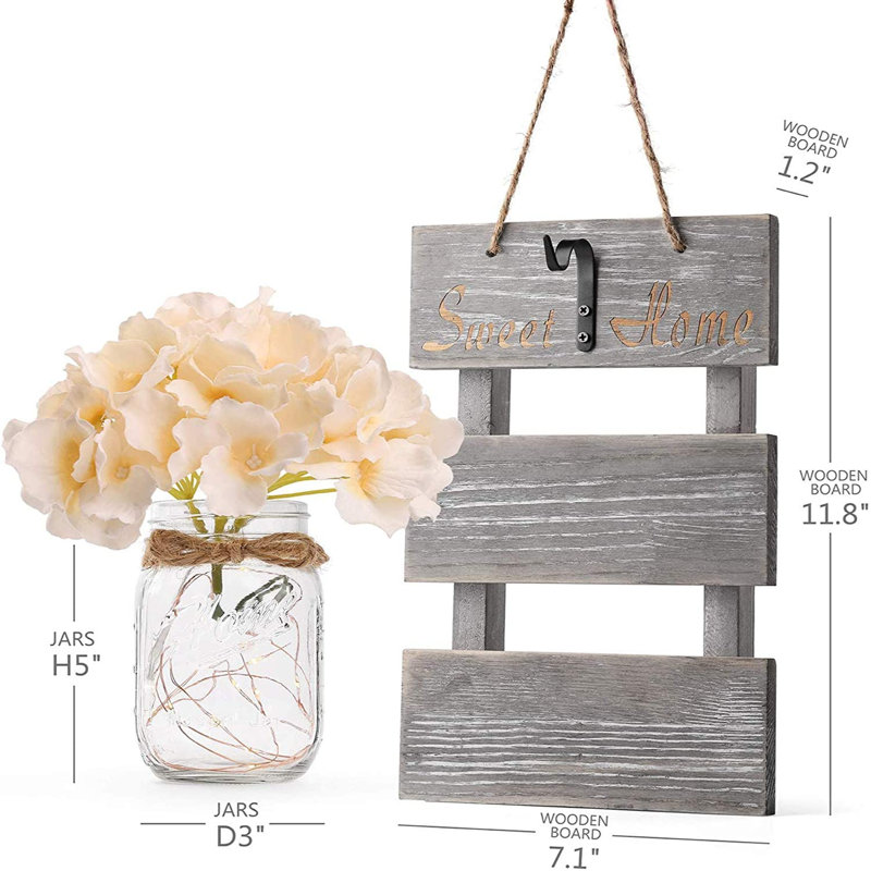 Larelle 2-Pack Rustic Wall Sconces with Hangers, Gray