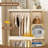 Portable Wardrobe Closet Storage Organizer For Clothes,Clothes Dresser,6 Magnetic Doors6 Cubes & 2 Hanging Rod,6 Pcs Hangers , Baby Wardrobe Storage Cabinet,White