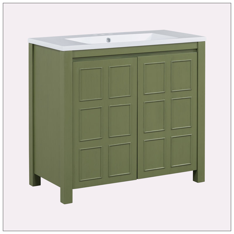 Organisateur de meuble-lavabo 36 po avec lavabo, Vert olive