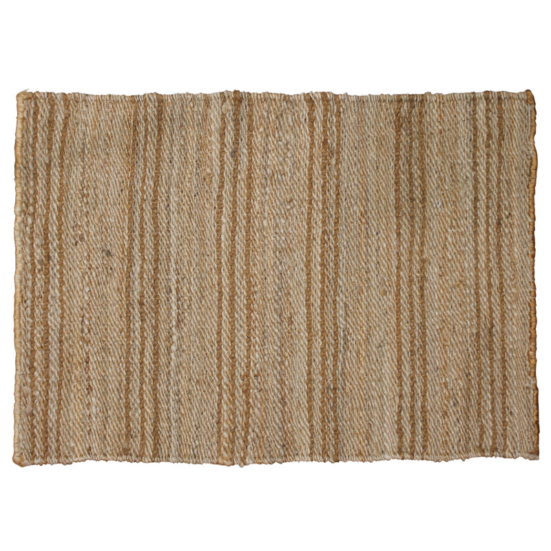 Aurbree Striped Jute and Hemp Kilim Rug, Rectangle 5' x 7'