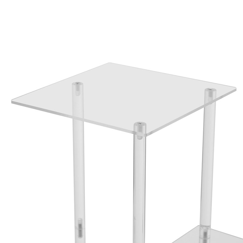 Table d'appoint transparente avec tablette de rangement ouverte (carrée)