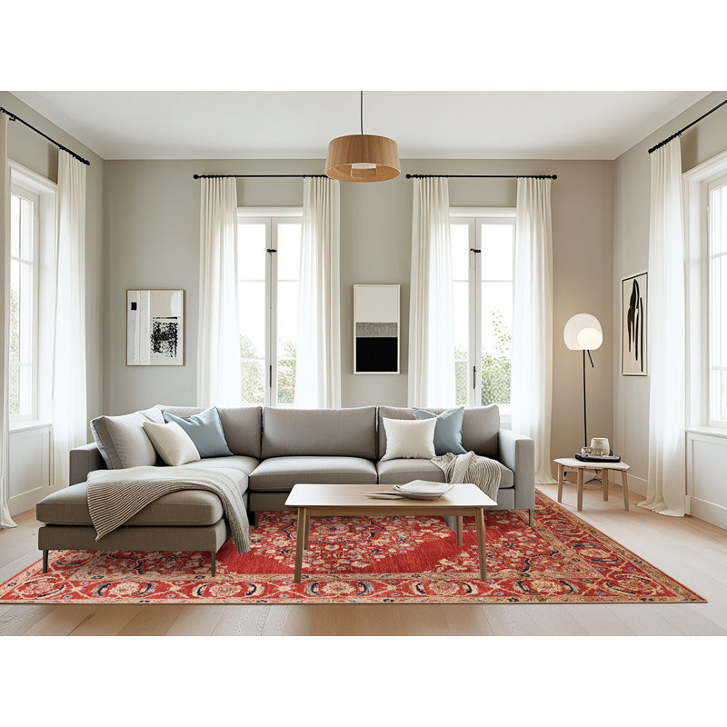 Tapis beige / rouge Sighmund, Rectangle 8 pi x 12 pi