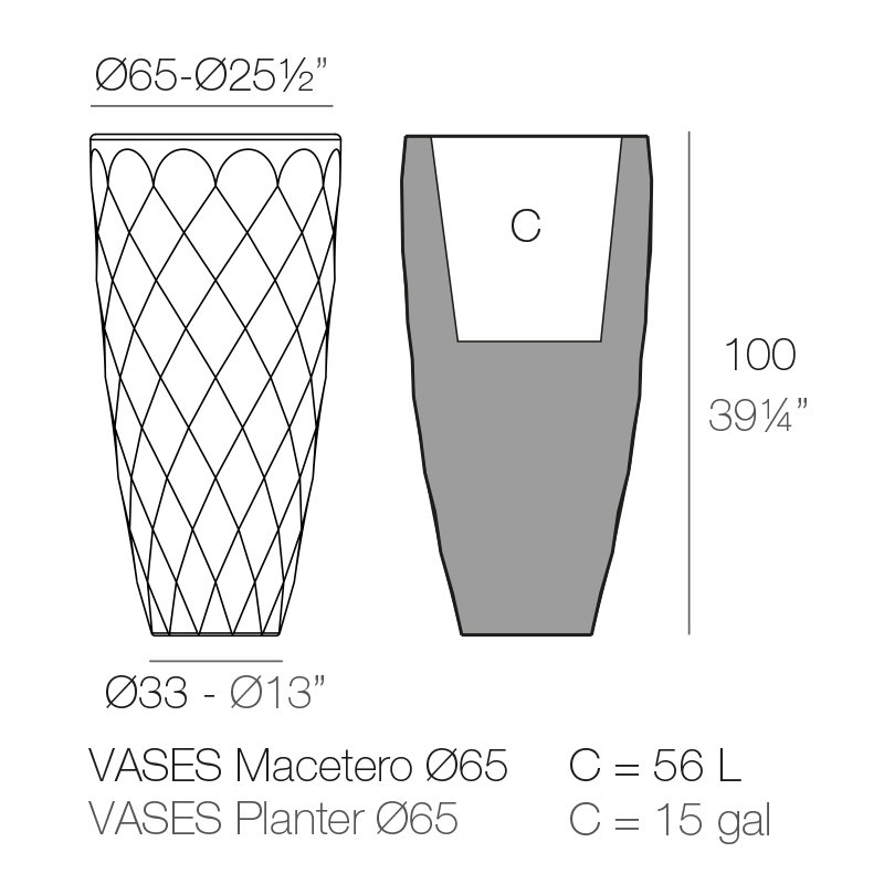 Vases Polyethylene Resin Pot Planter, 39.25" H x 25.5" W x 25.5" D, Taupe