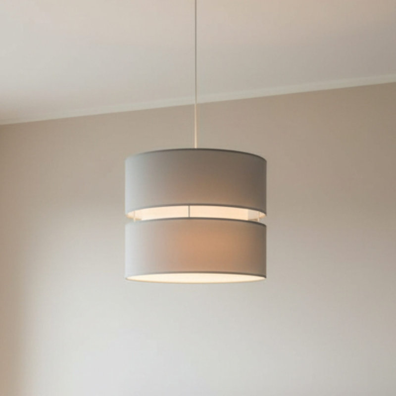 21.5 cm H Drum Cotton Pendant Shade ( Screw On ), Light Grey