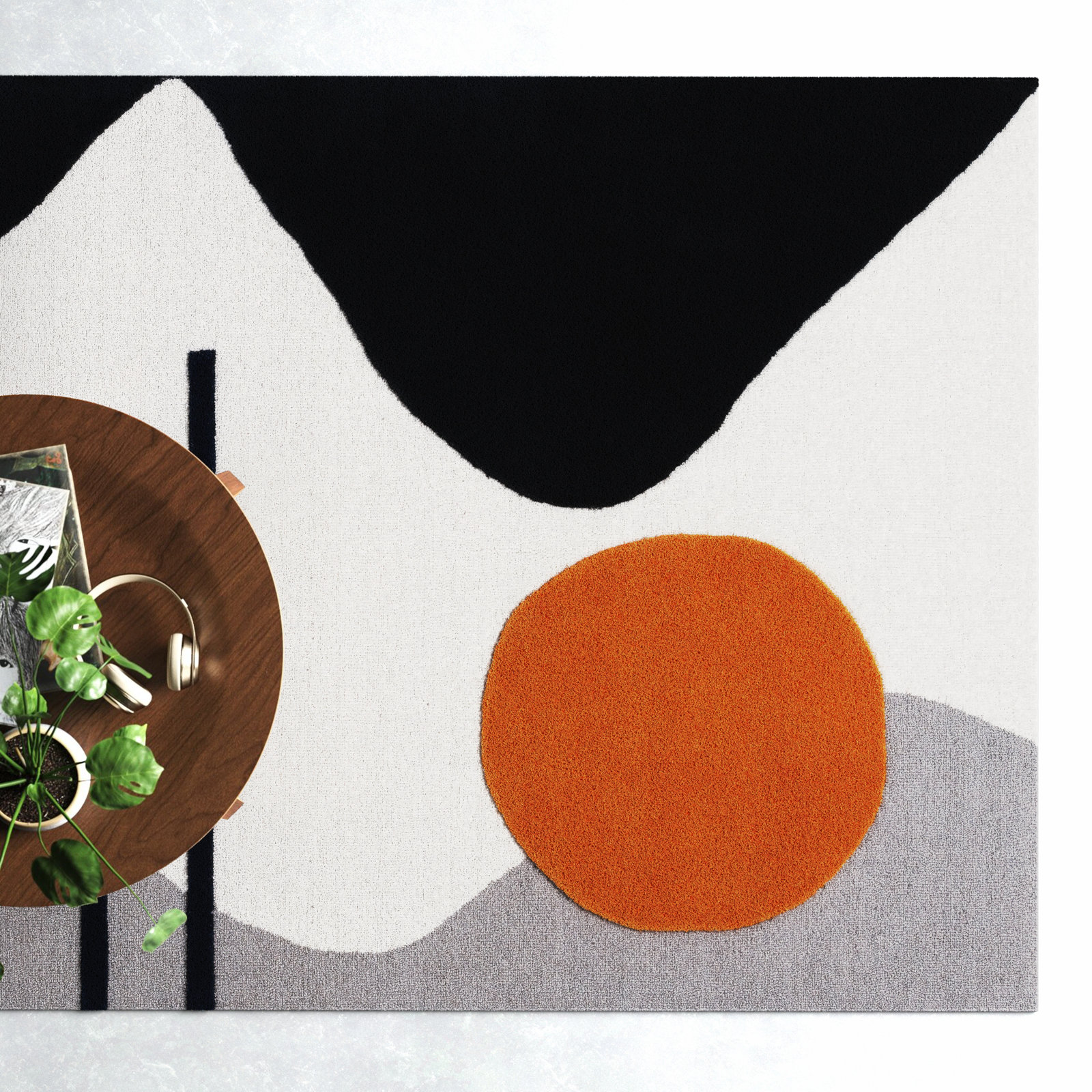Felipe Gray Black Hand-Tufted Wool Abstract Rug, Rectangle 6' x 9'