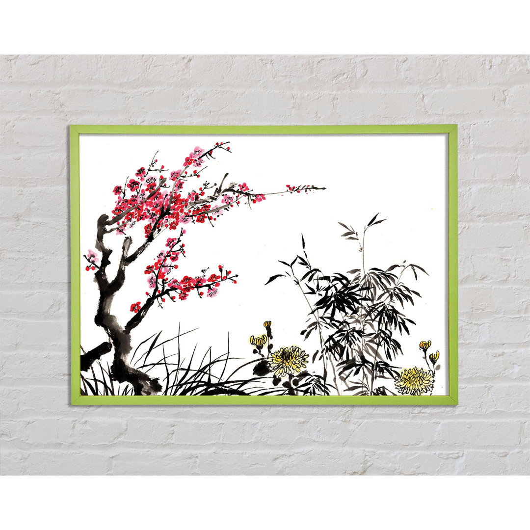 Gerahmtes Poster Akkaya Chinese Cherry Blossom Grasses