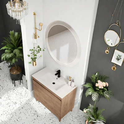 Meuble-lavabo moderne (avec meuble-lavabo et lavabo), meuble-lavabo en chêne de 36 pouces