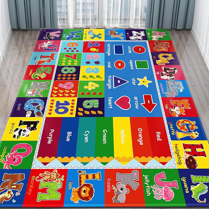 Tapis de jeu pour bébé, tapis pour enfants, Rectangle 6 pi 7 po x 9 pi 2 po