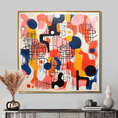 Colorful Crayon Art Minimal Retro Red - Abstract Print Wall Art Print