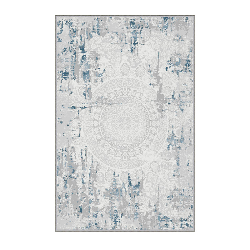 Premium Polyester Area Rug (5.2 x 7.5 ft), 1% Antibacterial, Non-Slip Underside, .3 in Pile Height | Machine Washable, 3D Digital Print, Durable Woven Carpet | Ideal for Living Room, Bedroom & Dining Spaces