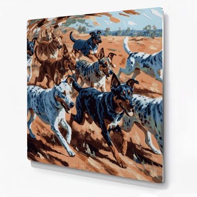 «Dogs Koolie», art mural en métal brun