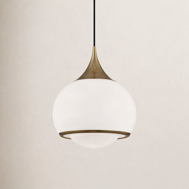 Kegan 1 - Light Single Pendant, Aged Brass, 17.25" H x 14" W x 14" D