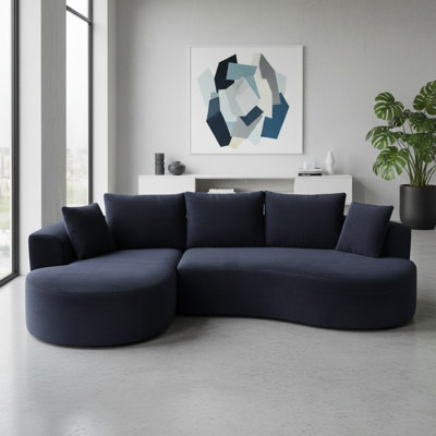 Curved Modular Sectional Couch 2 Piece Set With Pillows, Minimalist Ergonomic Living Room Furniture, Modern Seating, No Assembly, Sofa & Chaise