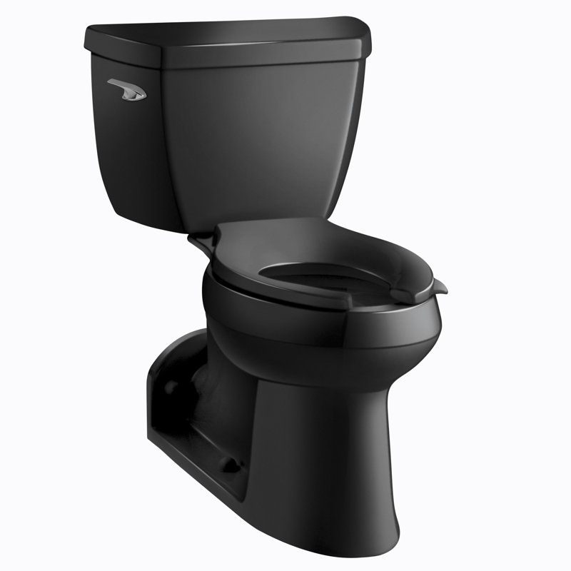 Barrington 1.0 GPF Elongated Two-Piece Toilet with Pressure Lite Flushing Technology (Seat Not Included), Black Black