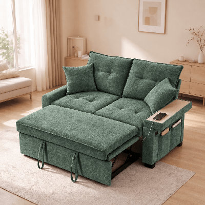89 po. Canapé rembourré en velours côtelé 89 po avec 4 coussins pour le salon, la chambre à coucher et le bureau
